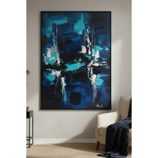 Safir Design Gece Mavisi Soyut Kompozisyonlu Şık Çerçeveli Tablo