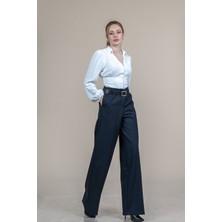 MissVina Yüksek Bel Kemerli Klasik Cepli Pantolon 30362