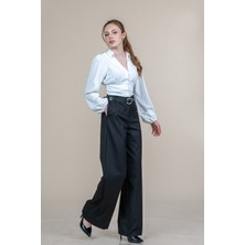 MissVina Yüksek Bel Kemerli Klasik Cepli Pantolon 30362