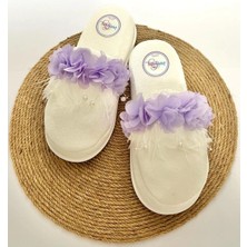 İrembaby Anne Lohusa Lila Çiçekli Incili Lohusa Terliği