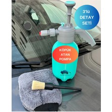Euroist Köpük Atan Pompa, Oto Detay Fırça, Mikrofiber Araba Yıkama Eldiveni, 3'lü Oto Detay Seti