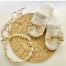 İrembaby Anne Bebek Lohusa Seti Hasırlı Incili Lohusa Tacı ve Terlik Lohusa Takımı Gelin Tacı ve Terliği