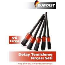 Euroist Araba Detay Fırça Seti 5'li Araç Temizlik Fırçaları Farklı Boyutlar, Premium Seri 5'li Oto Fırçası
