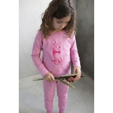 Cigit Kedi Baskılı Pijama Takım 2-8 Yaş Pembe