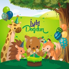 Deko Gonya Safari Hayvan Doğum Günü Temalı Iyi Ki Doğdun Fotoğraf Panosu Branda 100X100