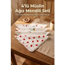 YUNUSOĞLU HOME 4'lü Modern Desenli Müslin Bebek Ağız Mendili Günlük Kullanım Için Yumuşak Dokulu 25 x 25 cm