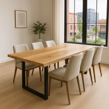 BRK Design Ustik Ahşap Yemek Masası – Sağlam Ayaklı Geniş Aile Masası