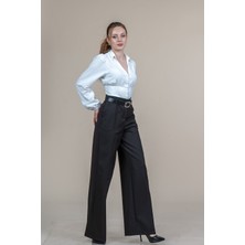 MissVina Yüksek Bel Kemerli Klasik Cepli Pantolon 30362