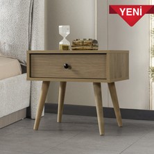 EVMO Home 5108 Vita ( Ahşap Ayaklı ) Komodin Yatak Odası Bebek Odası Salon Sepet - Yunus