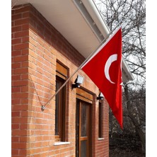 Bayrakal Bayrak Direği 130cm + Türk Bayrağı 70x105cm, Bina Cephe Direği, Balkon Bayrak Direği
