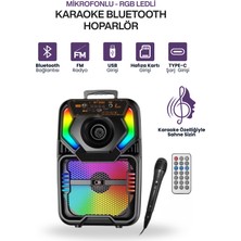 Metaforce Double 8” Rgb Karaoke Hoparlör Bluetooth USB Tf Fm Kumandalı Mikrofonlu