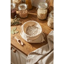 YUNUSOĞLU HOME Ipli Bez Gıda Saklama Kesesi Kuru Bakliyat ve Tahıl Için Tekli Kumaş Gıda Torbası - Bez Poşet 35X40