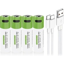 Azurtech USB ile Şarj Edilebilen Ince Pil Seti – 4lü + Kablo 2800MWH