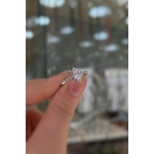 Erer Gümüş 925 Ayar Gümüş Oval Kesim Zirkon Taşlı Vintage Tasarım Kadın Yüzük
