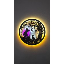 Elert Design Studio Masalsı Orman Ahşap LED Işıklı Tablo – El Yapımı Lazer Kesim Dekoratif Hediye Lamba