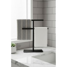 Grandmix Mat Siyah Metal Tezgah Üstü Havluluk Çift Kollu Banyo ve Mutfak El Havlusu Askısı