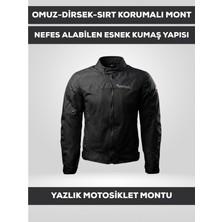 Revertech Siyah Yazlık Fileli Motosiklet Montu Ce Korumalı Nefes Alan Hafif Mont