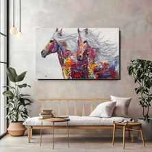 Artprinta Renklerin Özgür Dansı – Atlar Kanvas Tablo
