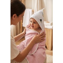 YUNUSOĞLU HOME Pembe 4 Kat Müslin Çok Amaçlı Bebek Banyo Bornozu 85X85 cm