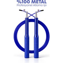 Telvesse Premium Ayarlanabilir %100 Çelik Atlama Ipi Uzunluk Ayarlı Atlama Ipi Jump Rope Mavi