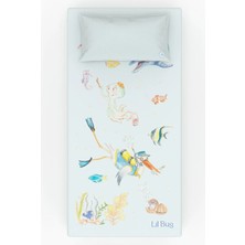 Lil Bug %100 Pamuk Lastikli Bebek Çarşaf Seti – Atlantis Koleksiyonu - Dalgıç Leylek ve Oyun Arkadaşları