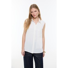 ROMAN Püskül Detaylı Kolsuz Gömlek Ekru YY013037_049