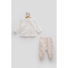 Caramell Jungle Frıends Yarım Patlı Müslin Alt Üst Takım - Gri - 68-74 cm Gri