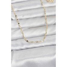 cm 14K Gold Renk Yassı Gemici Zincir Model 60 cm Kadın Kolye
