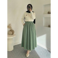 Miostil Cepli Bel Lastikli Etek-Haki