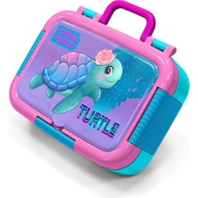 Coral High Kids Açık Pembe Mavi Kaplumbağa Desenli Paslanmaz Çelik Beslenme Kabı 39328
