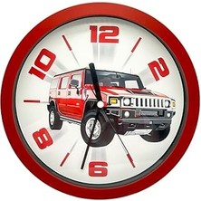 SHC4200 Serisi Jeep Desenli Kırmızıduvar Saati 25 cm