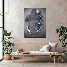 Artprinta Modern Soyut Figür Kanvas Tablo – 3D Metalik Tasarım Duvar Dekoru