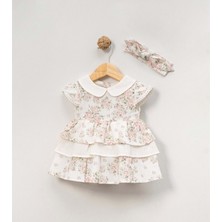 Gül Bandanalı Elbise - Ekru - 12 - 18 Ay Ekru