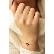 By Barun Yıldız Gümüş Bileklik 925 Ayar Siyah Taşlı