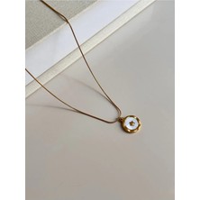 Lerosy Co. Altın Kaplama Yıldız Figürlü Minimal Kolye - Beyaz Mine Detaylı