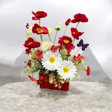 Sedosh Home Vision Kırmızı Gelincik Yapay Çiçek Buketi Dekoratif