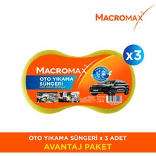 Macromax Oto Temizlik Süngeri 3 Adet Araba Yıkama Süngeri Oto Bakım Avantaj Paket