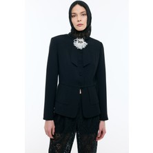 ROMAN Çıkarılabilir Broş Detaylı Bele Oturan Çift Cepli Ceket Siyah YY016008_001