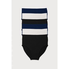 Malabadi Kadın Lacivert Ekru Siyah 6 Lı Paket Modal Yüksek Bel Slip Külot 1955