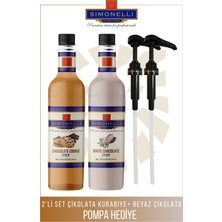 Simonelli Kahve ve Kokteyl Şurubu 2’li Çikolatalı Kurabiye Beyaz Çikolatalı 700 ml Pompa Hediye