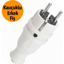 Badem10 Kauçuk Erkek Düz Fiş Beyaz Sağlam Gövde Elektrik Bağlantı Fişi Kablo Ucu Ev Ofis Kullanım