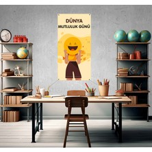 Deko Gonya Dünya Mutluluk Günü Temalı Fotoğraf Panosu Branda 100X200