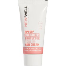 New Well Ton Eşitleyici Yüz Güneş Kremi 50 ml SPF50+ Aydınlatıcı Pembe Cilt Tipi İçin Yüksek Koruma
