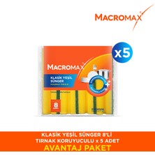Macromax Tırnak Koruyuculu Bulaşık Süngeri 5 Paket 40 Adet Ergonomik Çizmez Mutfak Süngeri Tırnak Dostu Bulaşık Yıkama Süngeri