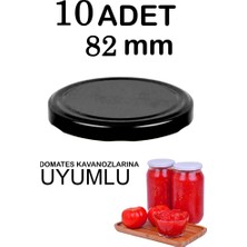 Tiesa Home 10 Adet 82MM Metal Konserve Kavanoz Kapağı Siyah