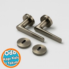 Nzb Oda Tipi Kapı Kolu Rozetli Antik Füme Sağ Sol Uygun Modern Iç Kapı Kilitli 1 Takım