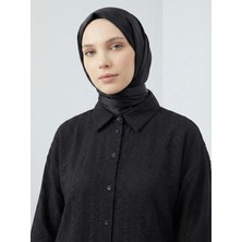 Miostil Geniş Raporlu Jakar Keten Tunik-Siyah