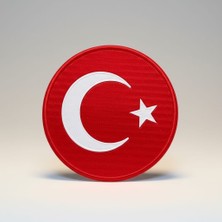 Asker Vadisi Yuvarlak Türk Bayrak Arması 3D Slikon Patch 7x7 cm