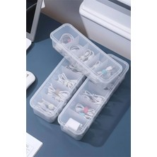 Bayev Vully 3 Adet 5 Bölmeli Kapaklı Çekmece Düzenleyici Organizer - Ofis Kırtasiye Kablo Saklama Kutusu