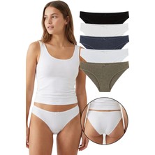 Sensu Kadın Dantelli Slip Külot Soft Renkler 5 Li Paket Set - KTS2022